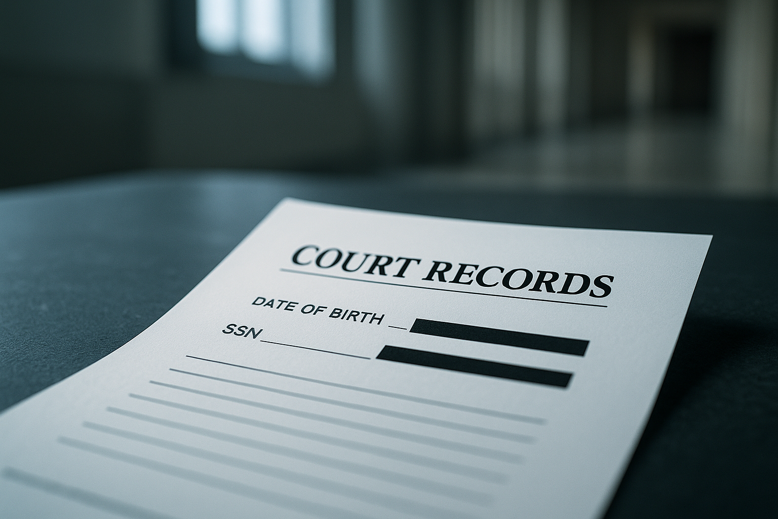 DOB's , SSN's, and other identifiers for Court Records