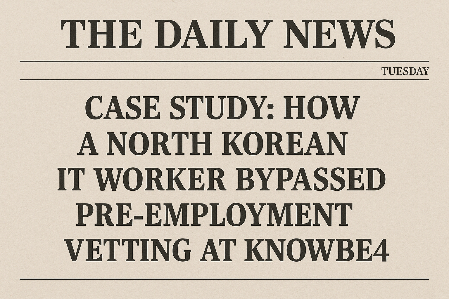 Case Study: How a North Korean IT Worker Bypassed Pre-Employment Vetting at KnowBe4