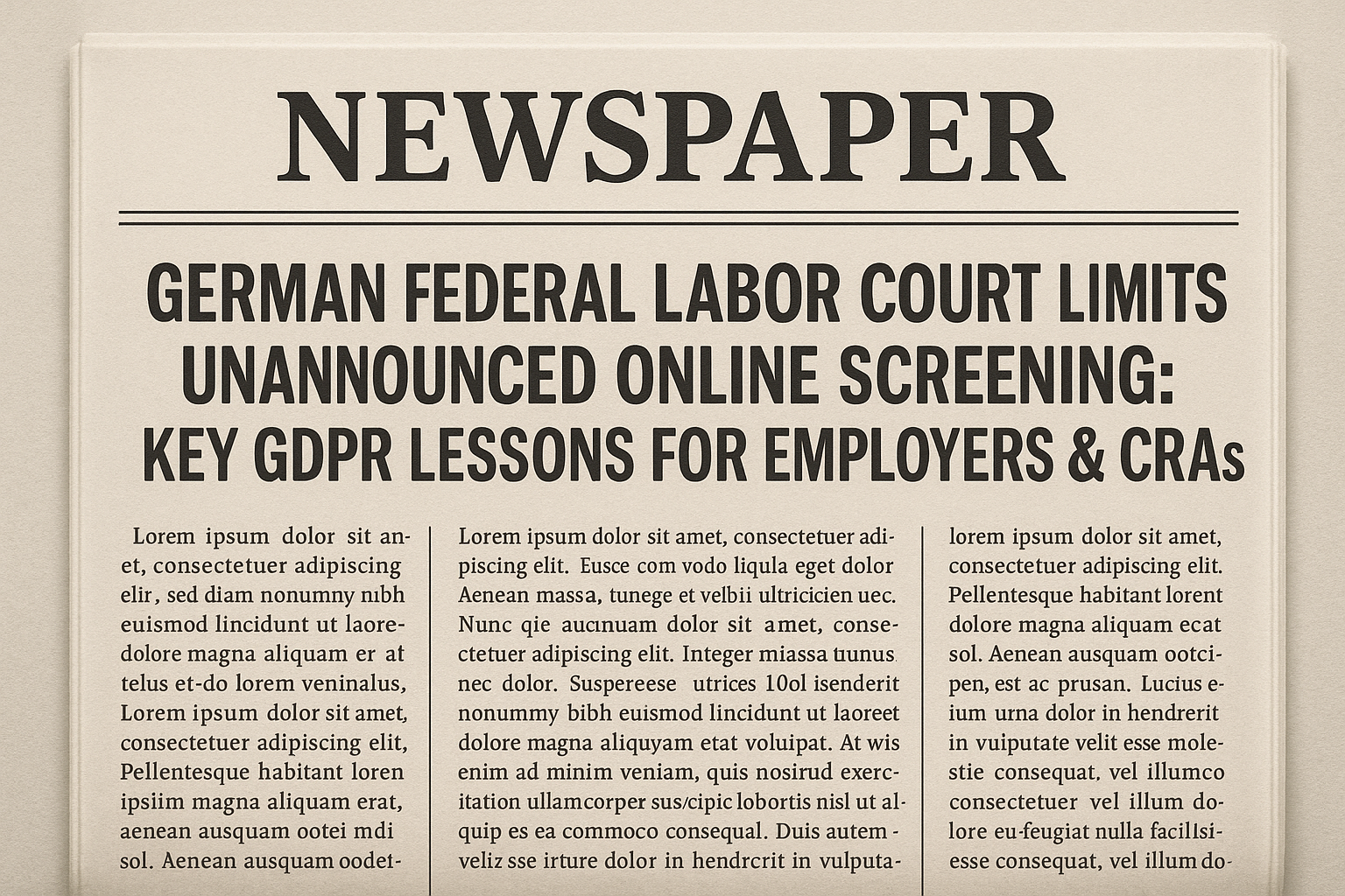 German Federal Labor Court Limits Unannounced Online Screening: Key GDPR Lessons for Employers & CRAs